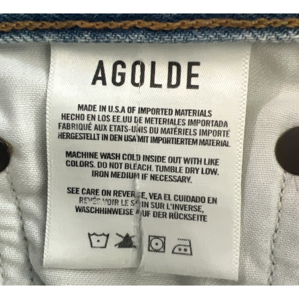 AGOLDE Denim Maxi Skirt Light Wash Raw Hem Back Slit High Rise Size 24 NWOT - Picture 8 of 10